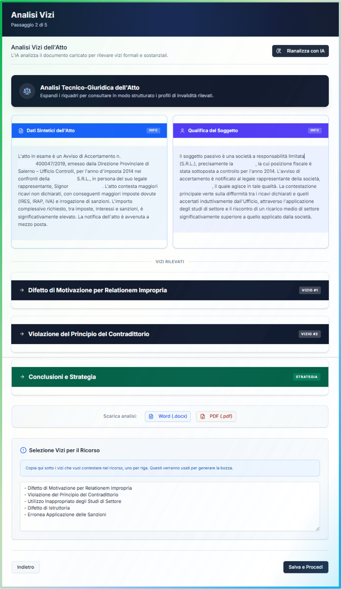 Rilevamento chirurgico dei vizi